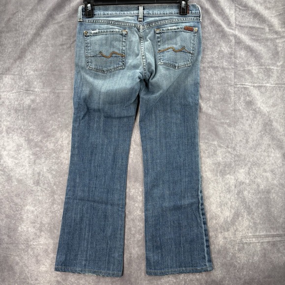 7 For All Mankind Flare Jeans Womens 29x30 Bootcut Low Rise Med Wash Y2K 00s - Picture 4 of 6